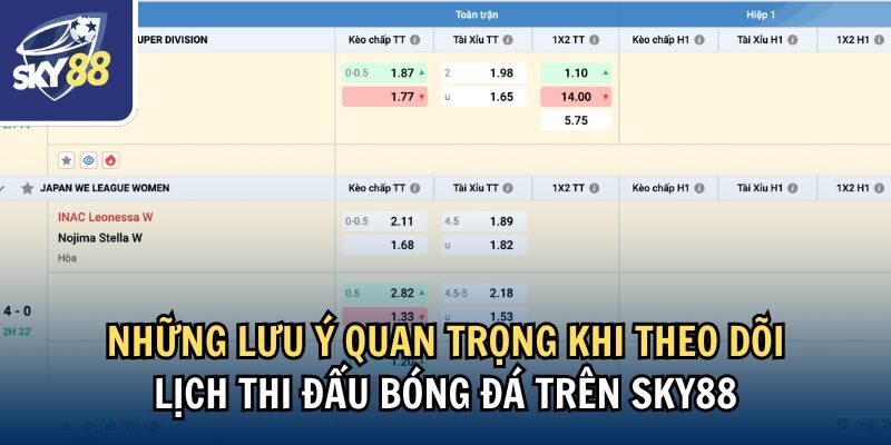 Cập Nhật Lịch Thi Đấu Bóng Đá Tại Sky88 Nhanh Và Chính Xác 4 Những lưu ý quan trọng khi theo dõi lịch thi đấu bóng đá trên Sky88